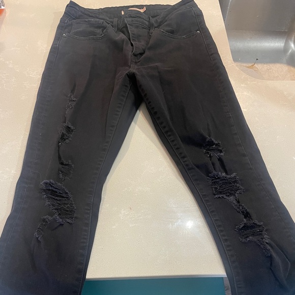 721 Levi’s High Rise Distressed Black Skinny Jeans - Picture 1 of 3